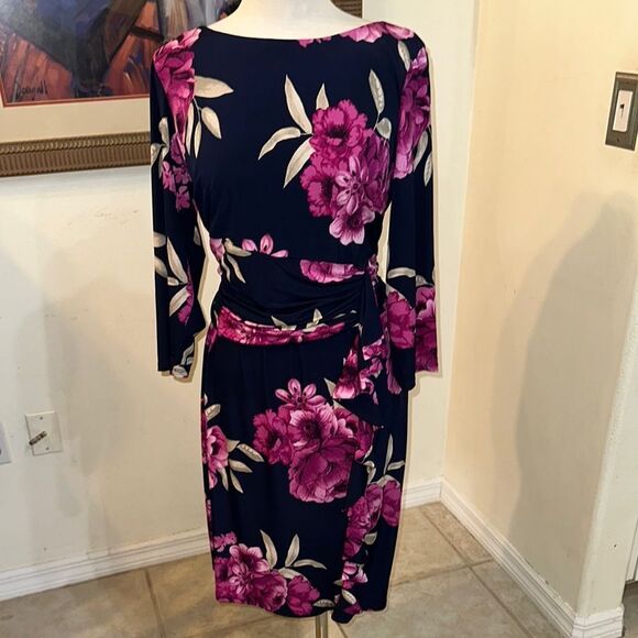 Jessica Howard Navy/Pink Floral Dress Size 14W - Picture 1 of 12